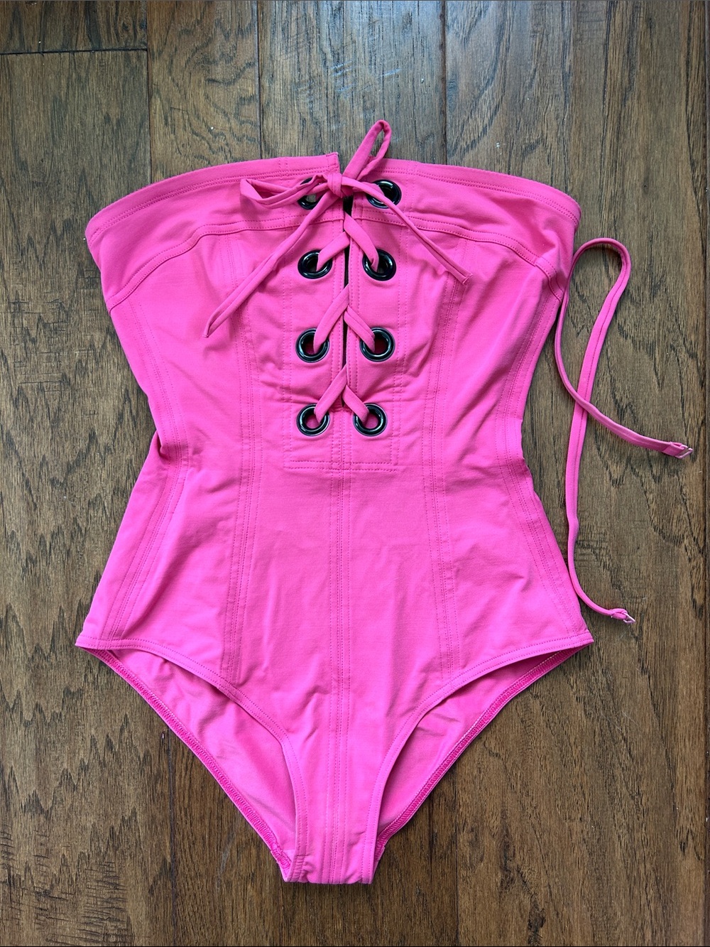 Eres Nikko Mila Lace-Up Bandeau Bathing Suit BRIGHT PINK Great Condition - Picture 8 of 16